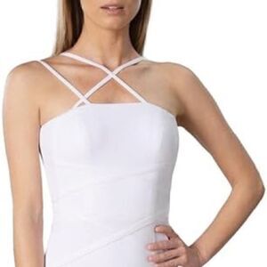 NWT Dress The Population Dress Black Label Millie Criss-Cross Midi White Size XS